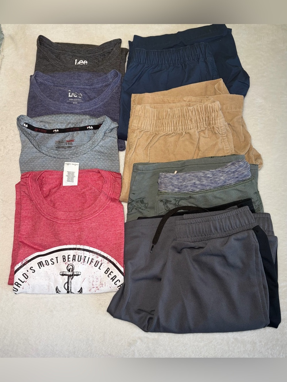 Mixed kidShirts & Shorts Bundle - Red, Gray, Navy, Tan, Green